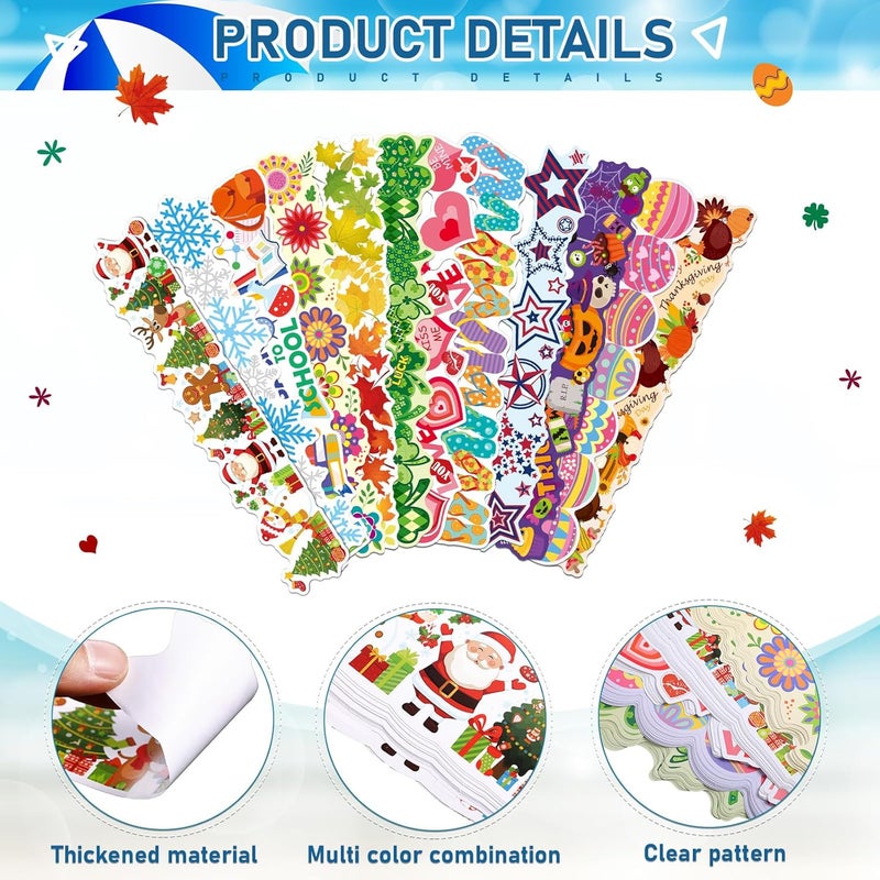 Geyee 240 Pcs 236ft Holiday Bulletin Board Borders Colorful Rainbow Scalloped Border Trim Bulk Bulletin Decor for Classroom Back to School Decor(Assorted) - Image 3